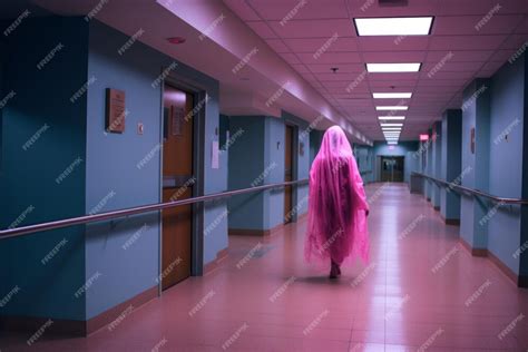 Premium Ai Image A Person In A Pink Dress Walking Down A Hallway