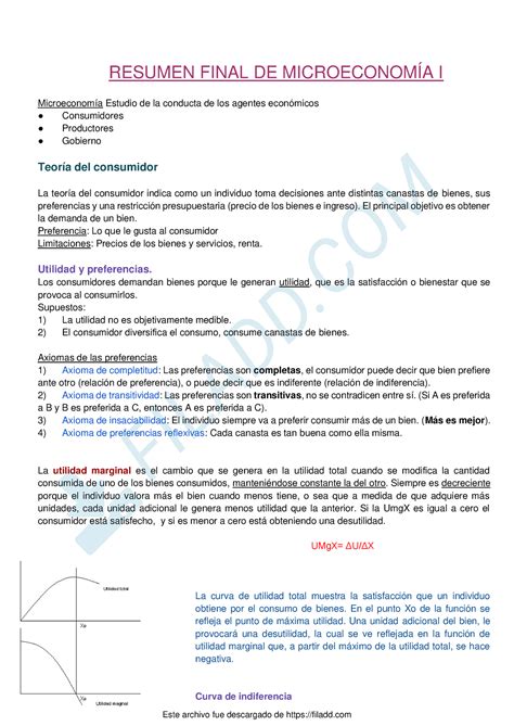 Resumen Final Micro I Resumen Final De Microeconom A I Microeconom A