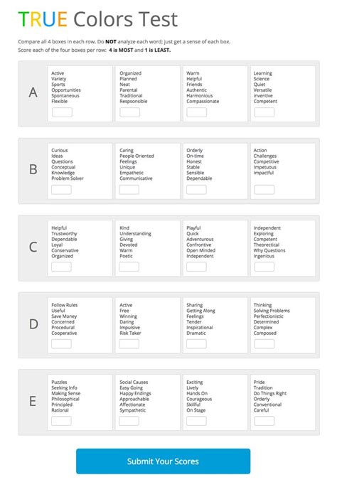 Color Personality Test Printable - Printable Word Searches