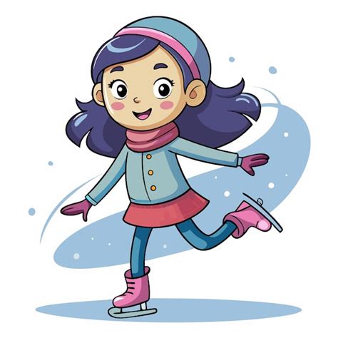 Menina Patinando No Gelo Vector Clipart De Desenhos Animados Vetor