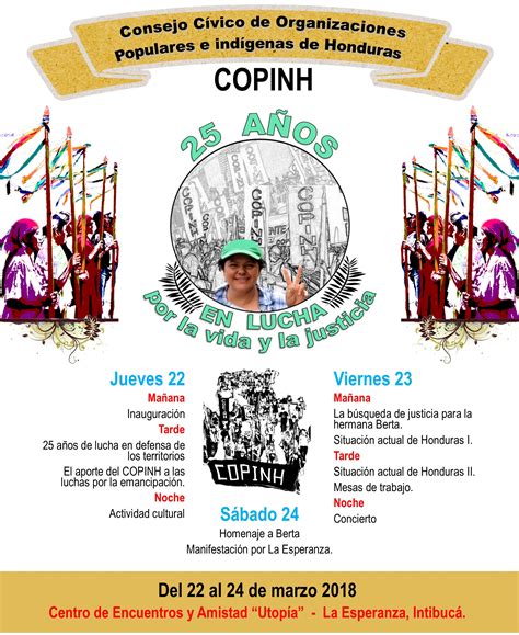 A Os En Lucha Por La Vida Y La Justicia Copinh