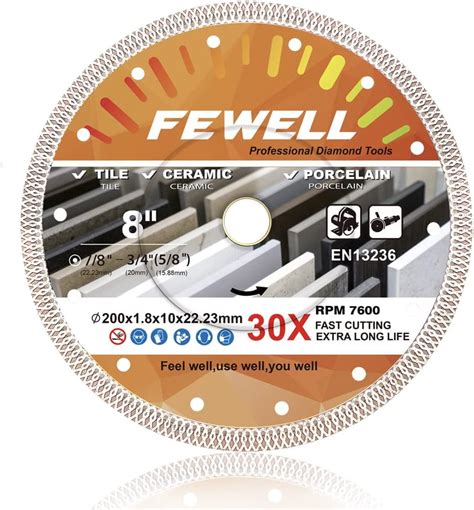 QEP 8 Continuous Rim Premium Diamond Blade For Wet Or Dry Cutting Of