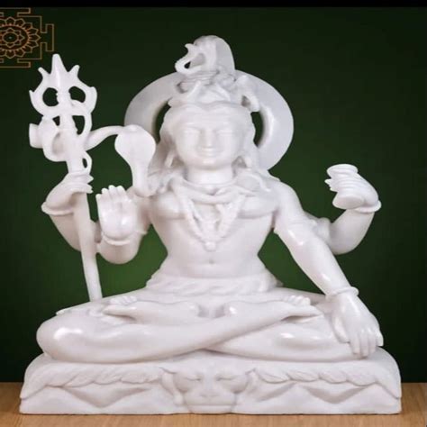 Plain Hindu White Sitting Marble Shiva Statue For Worship Size