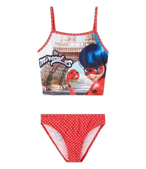 GIRLS MIRACULOUS TALES Of Ladybug Cat Noir Swim Suit Swimwear Bikini Red 5 95 PicClick UK