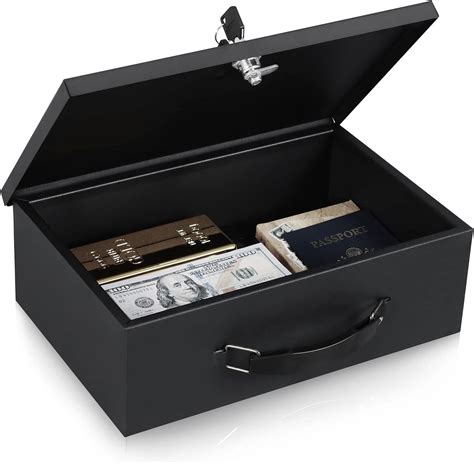 KYODOLED Fireproof Document Box with Key Lock, Small Lock Boxes for Personal Items, Fire and ...