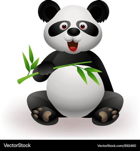 Panda Eating Bamboo Leaf Royalty Free Vector Image