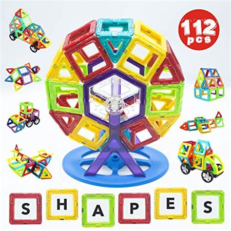 Magnetic Building Blocks 112 Piece - Magnet Shapes, HUGE 112 Pcs!, £19. ...