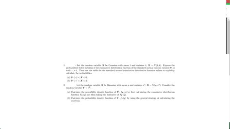 Solved 1. Let the random variable X be Gaussian with mean 1 | Chegg.com 