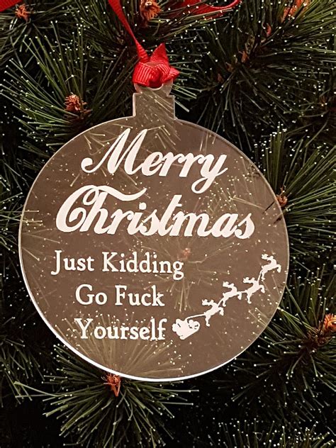 Acrylic Christmas Xmas Bauble Merry Christmas Go Fuck Yourself Clear Amazon Co Uk Kitchen Home