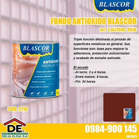 FONDO ANTIOXIDO BLASCOR 3X1 3 6 LTS ROJO Delia Elisa S A