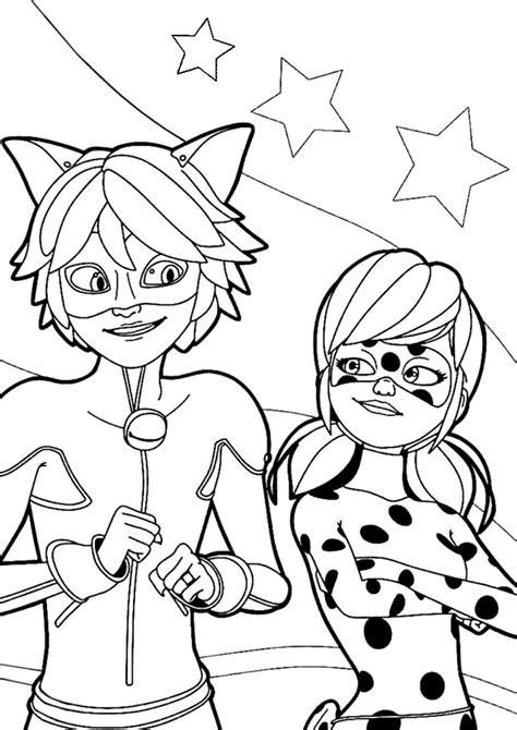 Dibujos De Ladybug Con Cat Noir Para Colorear