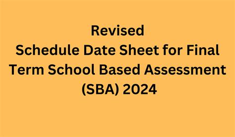 Revised Schedule Date Sheet For Final Term School Based Assessment Sba