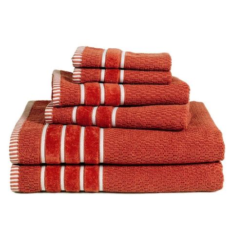 Lavish Home Piece Brick Cotton Rice Weave Towel Set Bri