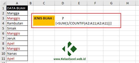 Formula Mengira Jumlah Data Unik Dengan Fungsi Countif Excel Tutorial