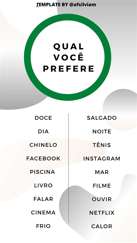 Template Qual Voc Prefere Perguntas Para Conhecer Algu M O Que