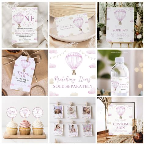 Hot Air Balloon Birthday Thank You Tag Goober Studio Prints