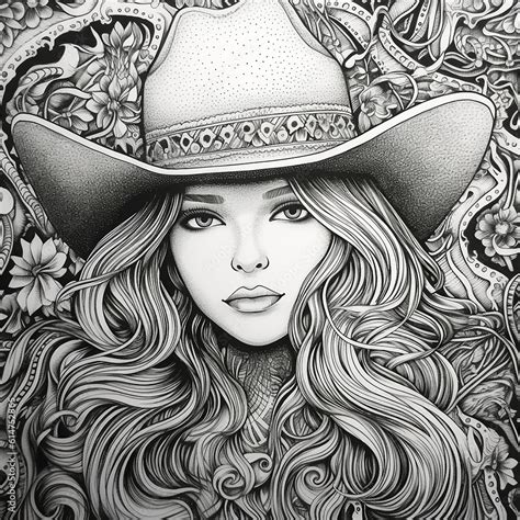 Zentangle Cowgirl Generative Ai A Digital Illustration Of A Modern Cowgirl In The Zentangle