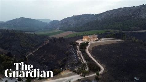 Drone Footage Shows Aftermath Of Wildfires On 2500 Year Old Sicilian