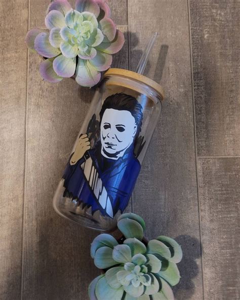 Michael Myers Glass Can Cup Michael Myers Cup Michael Myers Tumbler