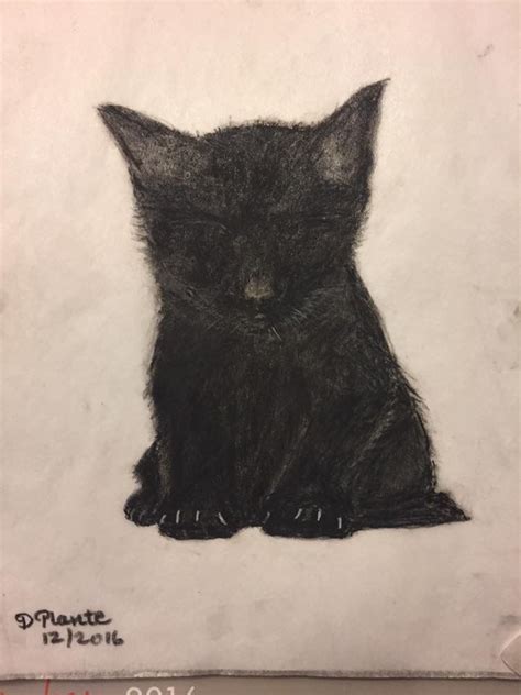 A Drawing Of A Black Cat With Its Eyes Closed