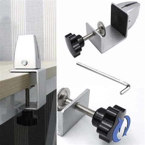 Sneeze Guard Support Clips Adjustable Office Partition Clamp Aluminum