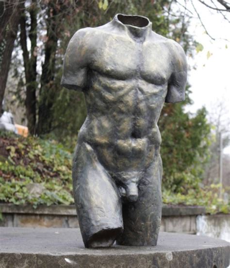 Abstract Outdoor Worn Male Effigy Bronze Naked Male Torso Sculpture For Sale Metal