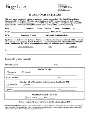 Fillable Online Flcc OVERLOAD PETITION Flcc Fax Email Print PdfFiller