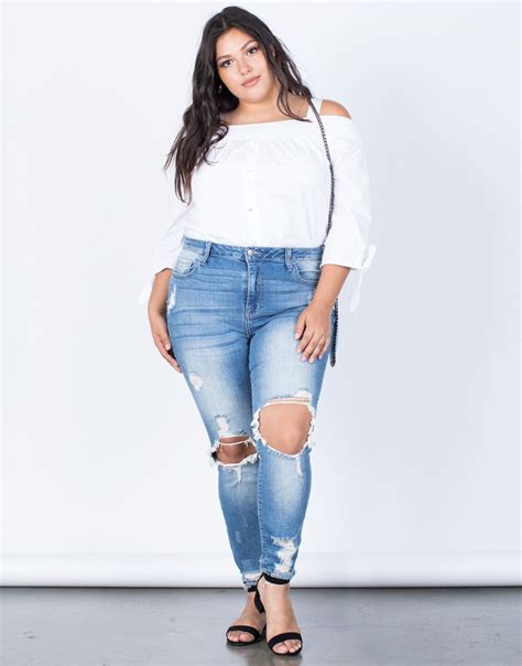 Curve Ripped Hem Jeans Plus Size Distressed Jeans Distressed Jeans