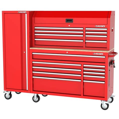 Husky Modular Tool Storage 72 In W Red Mobile Workbench Cabinet With 8 Drawer Top Chest And 20