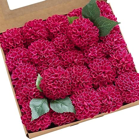 Ling S Moment Flowers Raspberry Flowers Dahlia Artificial Flowers 25pcs