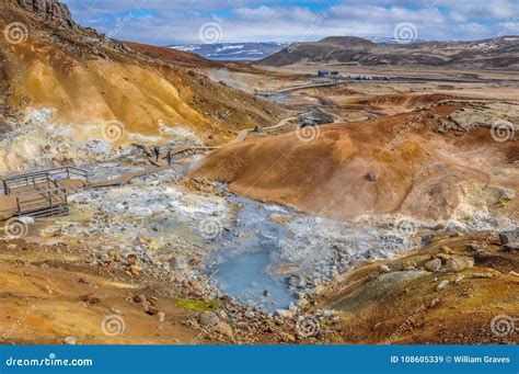 Iceland Geothermal Area Pools with Steam Stock Image - Image of sulfide ...