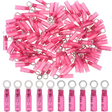 Hilitchi 50Pcs Nylon Heat Shrink Ring Insulated Terminal Electrical