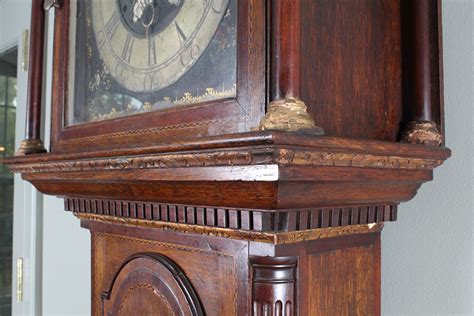 8 Ft Antique Oak Tall Case Clock Ebth