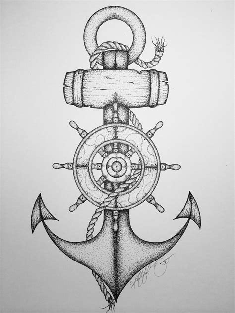 Рисунок якоря и штурвала - 75 фото