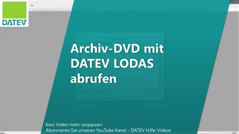 Archiv Dvd Mit Datev Lodas Abrufen Youtube