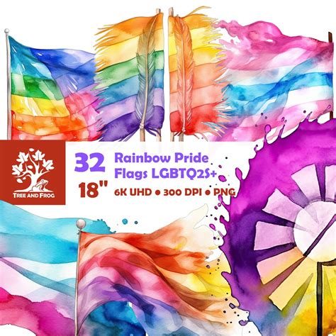 32 PNG Watercolor Pride Fantasy Flags LGBTQ2S Rainbow Love Etsy