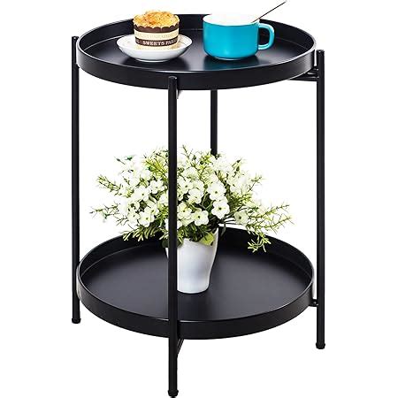 Amazon Black Metal End Table Round Accent Side Table