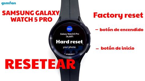 Samsung Galaxy Watch 5 PRO Resetear Hard Reset YouTube