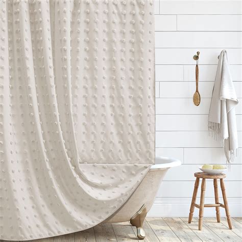 Siiluminisoy Boho Farmhouse Beige Cream Shower Curtain For Bathroom