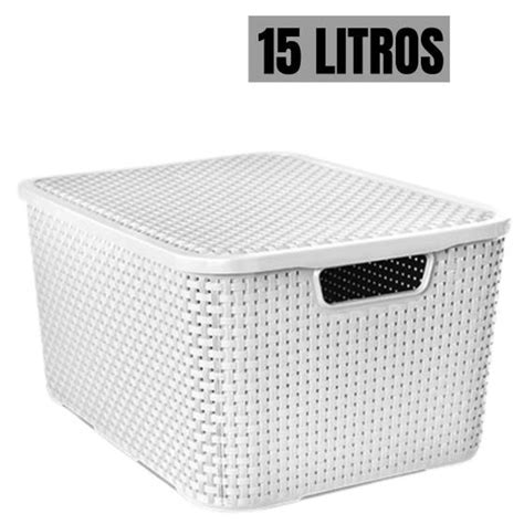 Cesto Caixa Organizadora Rattan 15 Litros Branca ARQPLAST