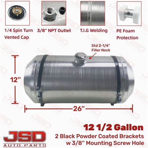 12''x26'' 12.5 Gallon 3/8 NPT Center Fill Aluminum Spun Gas Tank Cell ...