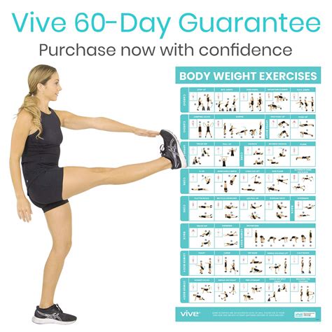 Vive Body Weight Workout Poster Bodyweight Exercises For Home Gym