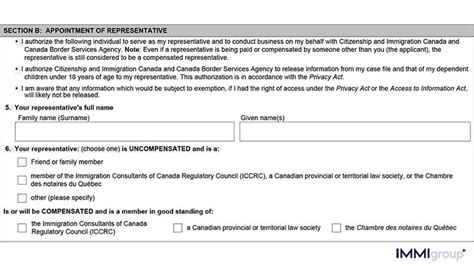 Imm 5476 Use Of A Representative