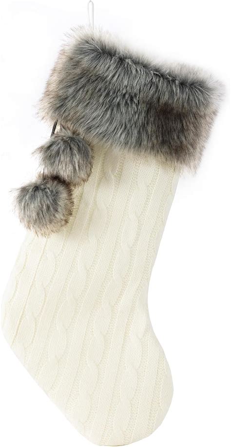 Amazon E FirstFeeling Cable Knit Christmas Stockings With Faux Fur