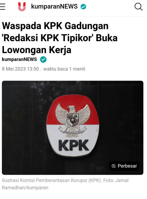 [salah] Lowongan Pekerjaan Pendaftaran Redaksi Kpk Tipikor Turnbackhoax Id