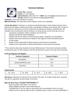 Fillable Online Yearbook Syllabus Connect Suite Fax Email Print