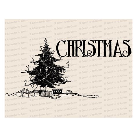 Vintage Christmas Tree Antique Xmas Tree Vector Clipart Instant ...