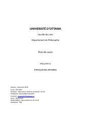 PHI2797 2018 Docx UNIVERSIT DOTTAWA Facult Des Arts Dpartement De