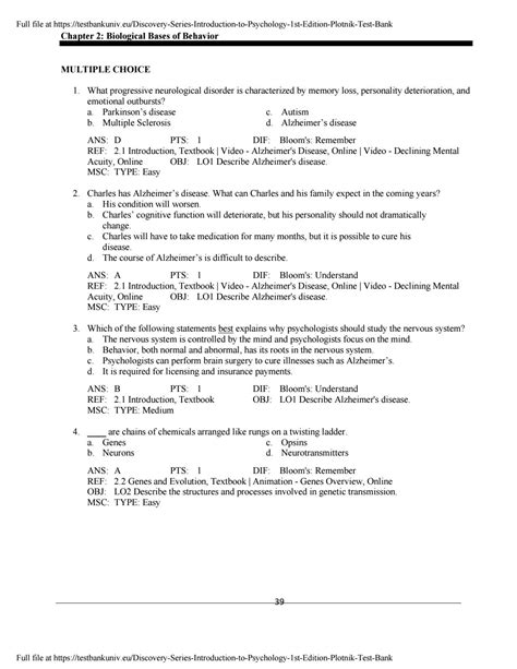 Discovery Series Introduction To Psychology 1st Edition Plotnik Test