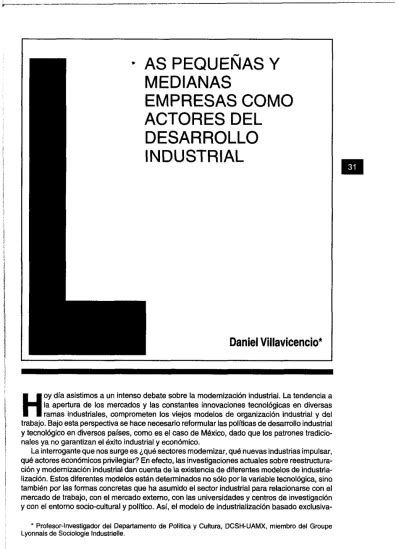 Las Pequeñas y medianas empresas como actores del desarrollo industrial